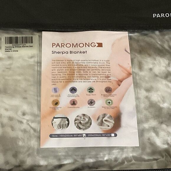 PAROMONG Tan Sherpa Blanket, Super Soft & Cozy Blanket, Size 60"X80" - Picture 2 of 3